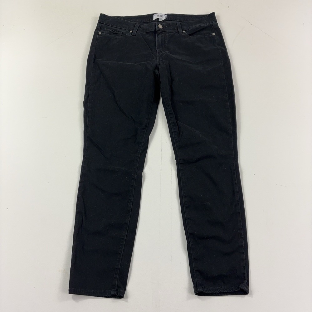 Paige Verdugo Ankle Jeans Womens 32 Black Dark Wash Slim Stretch Denim Made USA